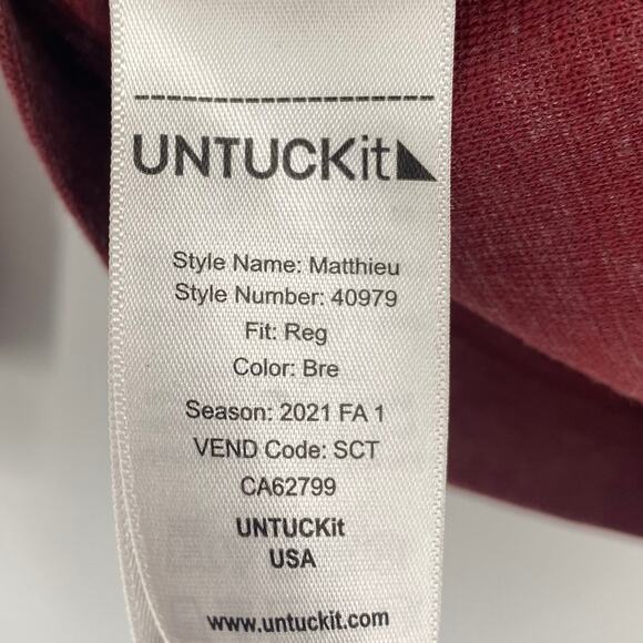 Untuckit Matthieu Shirt Long Sleeve Polo Regular Fit Cotton Blend Red Mens Small - Picture 5 of 8